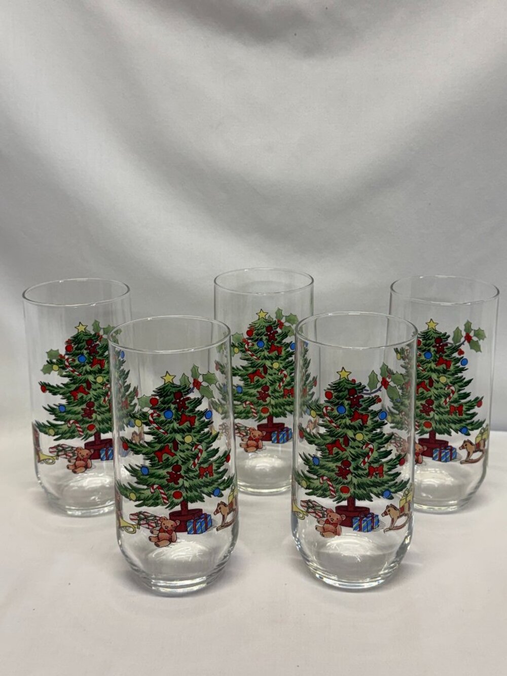 Vintage Luminarc Noel Christmas Glasses Set of 5 Holiday Hostess Tumblers